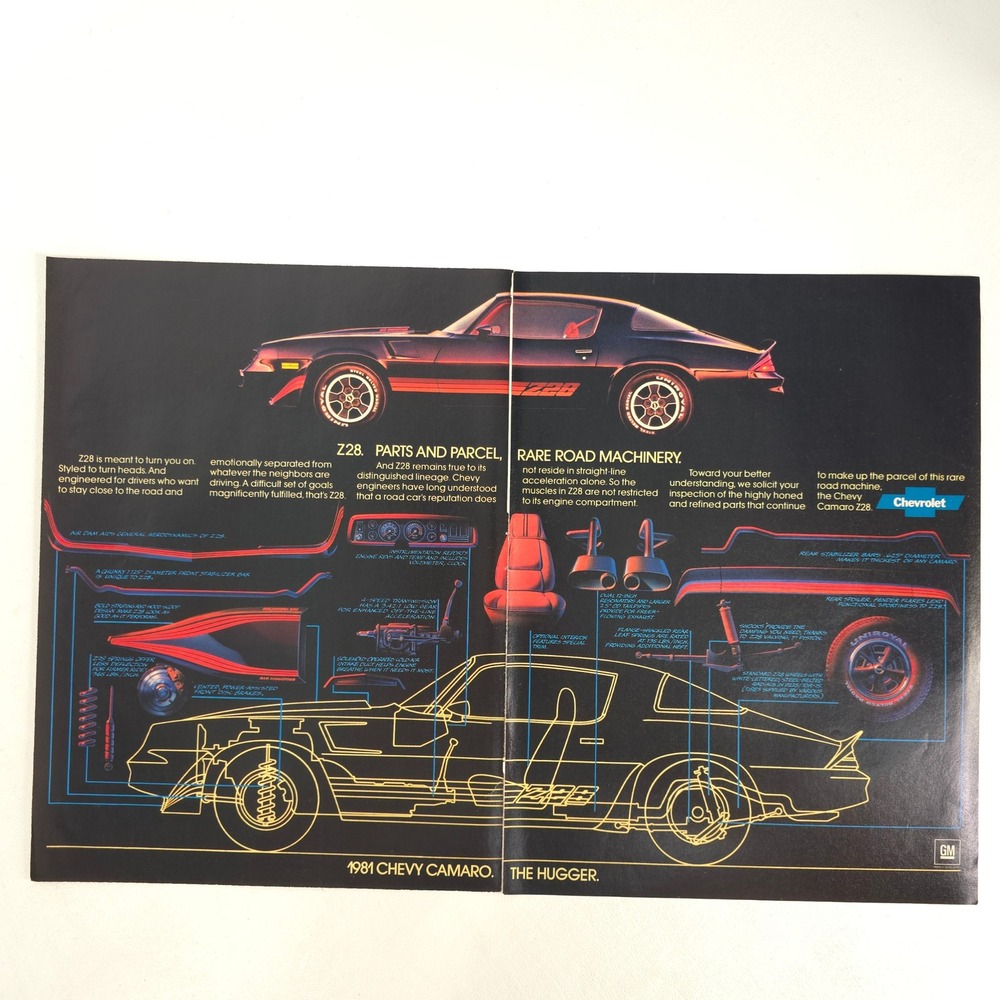 1981 Chevrolet Camaro Z28 Print Ad Vintage Muscle Garage Wall Art Car Show Decor